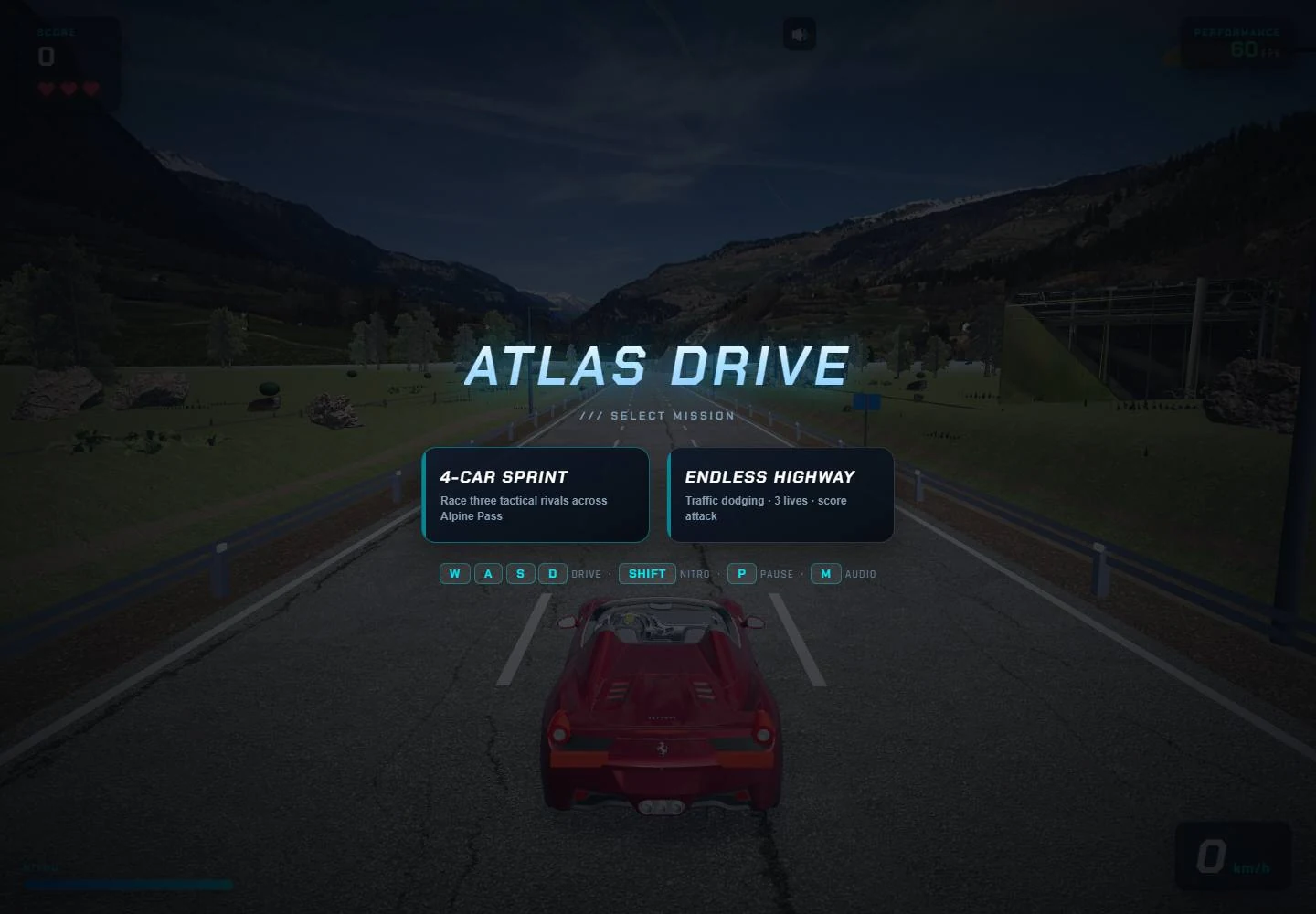 Atlas Drive Alpine Pass browser game