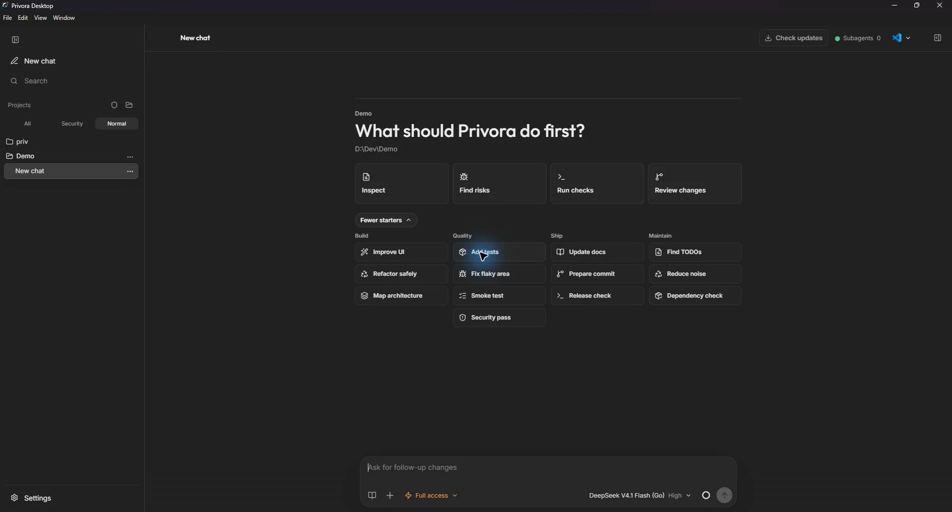 Privora, the NexDark Labs desktop workspace
